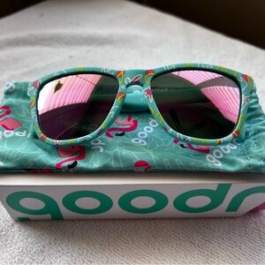 Goodr Teal Flamingo Sunglasses - Pink Lenses